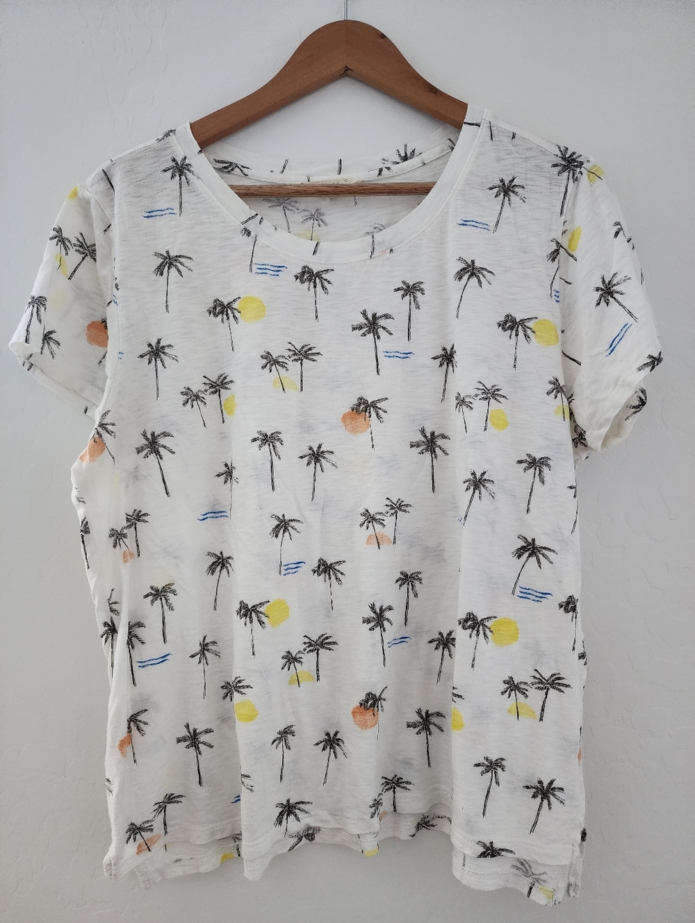 Women's Lucky Brand Palm Tree Printed Tee - White, XL